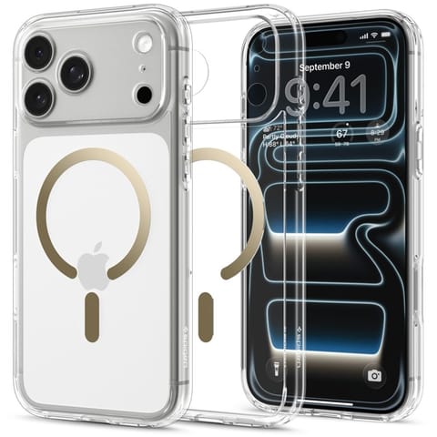 ⁨Spigen Ultra Hybrid Mag MagSafe - Etui do iPhone 18 Pro Max / 17 Pro Max (Clear/Gold)⁩ w sklepie Wasserman.eu
