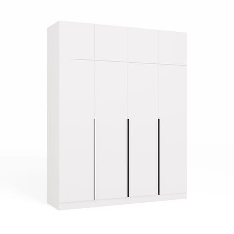 ⁨SZAFA SENSO 4D z Nadstawką Wysoka BIEL Drzwi Czarne uchwyty 250x200 Cm⁩ w sklepie Wasserman.eu