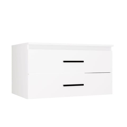 ⁨SZAFKA Pod Umywalkę NEL 80 UC BIAŁA Uchwyty Czarne Wisząca 2 Szuflady 80 Cm⁩ w sklepie Wasserman.eu