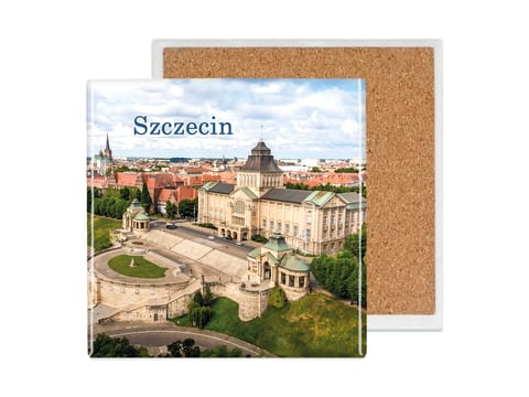 ⁨Podkładka ceramiczna, kwadratowa - Nasza piękna Polska, Szczecin (CARMANI)⁩ w sklepie Wasserman.eu