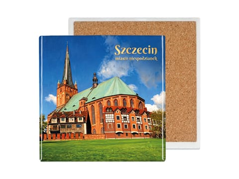 ⁨Podkładka ceramiczna, kwadratowa - Nasza piękna Polska, Szczecin (CARMANI)⁩ w sklepie Wasserman.eu