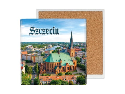 ⁨Podkładka ceramiczna, kwadratowa - Nasza piękna Polska, Szczecin (CARMANI)⁩ w sklepie Wasserman.eu