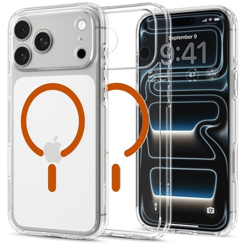 ⁨Spigen Ultra Hybrid Mag MagSafe - Etui do iPhone 18 Pro / 17 Pro (Clear/Orange)⁩ w sklepie Wasserman.eu