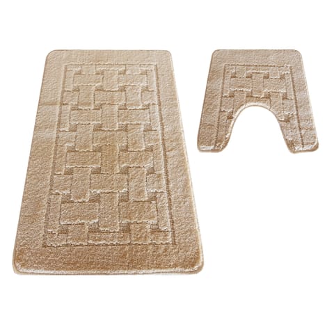 ⁨Komplet łazienkowy Montana z wycięciem CLT-12 Beige beżowy Komplet (50 cm x 80 cm i 40 cm x 50 cm)⁩ w sklepie Wasserman.eu