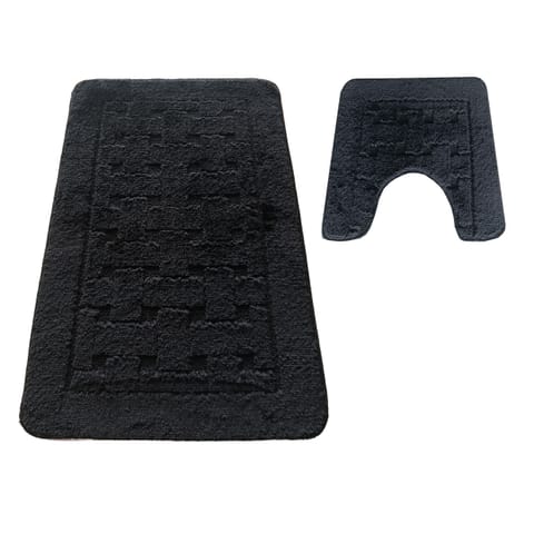 ⁨Komplet łazienkowy Montana z wycięciem CLT-12 Black czarny Komplet (50 cm x 80 cm i 40 cm x 50 cm)⁩ w sklepie Wasserman.eu
