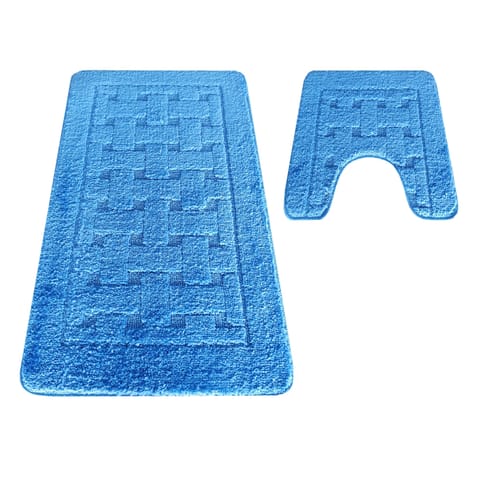 ⁨Komplet łazienkowy Montana z wycięciem CLT-12 Blue niebieski Komplet (50 cm x 80 cm i 40 cm x 50 cm)⁩ w sklepie Wasserman.eu