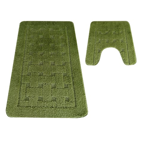 ⁨Komplet łazienkowy Montana z wycięciem CLT-12 Green zielony Komplet (50 cm x 80 cm i 40 cm x 50 cm)⁩ w sklepie Wasserman.eu