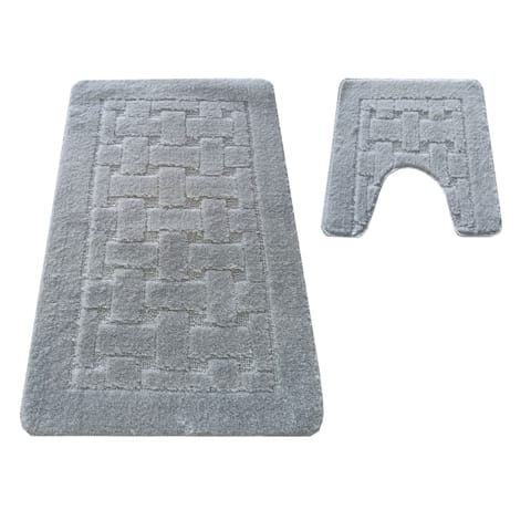 ⁨Komplet łazienkowy Montana z wycięciem CLT-12 Grey szary Komplet (50 cm x 80 cm i 40 cm x 50 cm)⁩ w sklepie Wasserman.eu