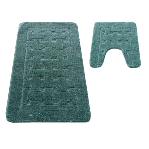 ⁨Komplet łazienkowy Montana z wycięciem CLT-12 Mgreen zielony Komplet (50 cm x 80 cm i 40 cm x 50 cm)⁩ w sklepie Wasserman.eu