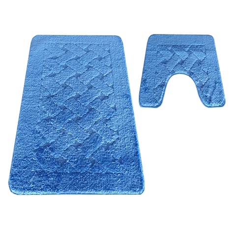 ⁨Komplet łazienkowy Montana z wycięciem CLT-31 Blue niebieski Komplet (50 cm x 80 cm i 40 cm x 50 cm)⁩ w sklepie Wasserman.eu