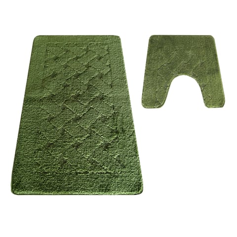 ⁨Komplet łazienkowy Montana z wycięciem CLT-31 Green zielony Komplet (50 cm x 80 cm i 40 cm x 50 cm)⁩ w sklepie Wasserman.eu