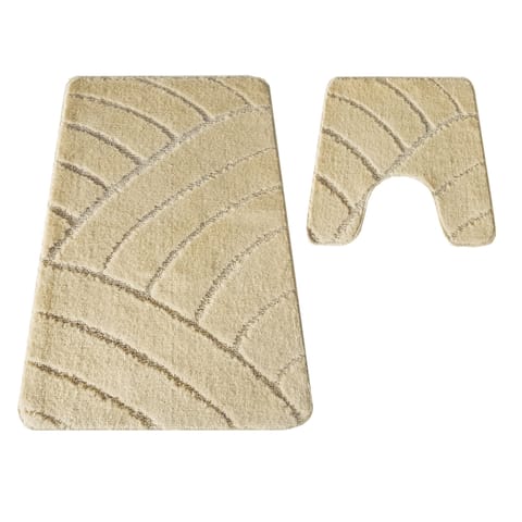 ⁨Komplet łazienkowy Montana z wycięciem CLT-825 Beige beżowy Komplet (50 cm x 80 cm i 40 cm x 50 cm)⁩ w sklepie Wasserman.eu