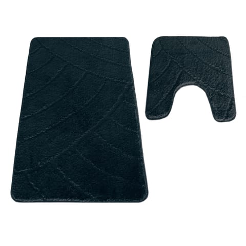 ⁨Komplet łazienkowy Montana z wycięciem CLT-825 Black czarny Komplet (50 cm x 80 cm i 40 cm x 50 cm)⁩ w sklepie Wasserman.eu