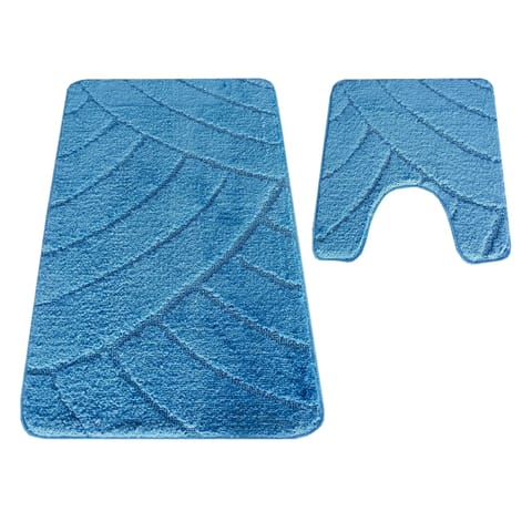 ⁨Komplet łazienkowy Montana z wycięciem CLT-825 Blue niebieski Komplet (50 cm x 80 cm i 40 cm x 50 cm)⁩ w sklepie Wasserman.eu
