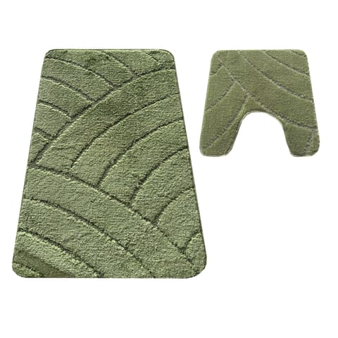 ⁨Komplet łazienkowy Montana z wycięciem CLT-825 Green zielony Komplet (50 cm x 80 cm i 40 cm x 50 cm)⁩ w sklepie Wasserman.eu