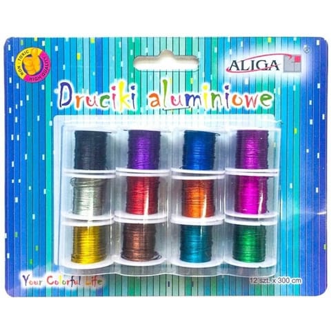 ⁨Druciki aluminiowe na szpulkach DA-3687 0.3mm x 3m 12kol. ALIGA⁩ w sklepie Wasserman.eu