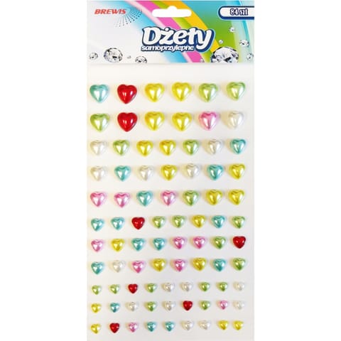 ⁨Dżety samoprzylepne serca perłowe 84szt. DS58 BREWIS⁩ w sklepie Wasserman.eu