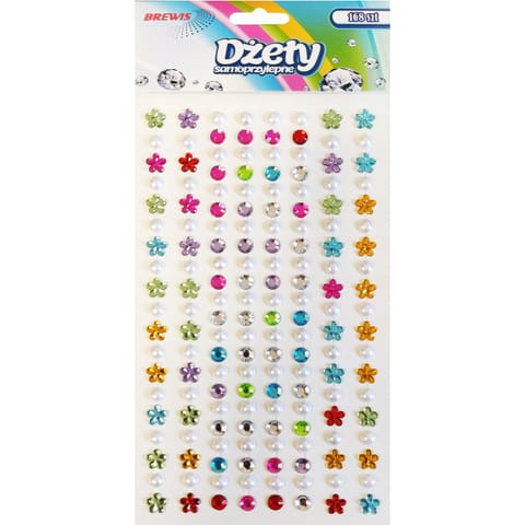⁨Dżety samoprzylepne kwiatki, perły 168szt. DS100 BREWIS⁩ w sklepie Wasserman.eu