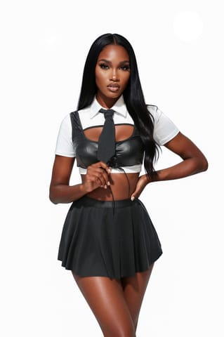 ⁨Top,skirt and tie 110899 black and white (kolor czarny, rozmiar S/M)⁩ w sklepie Wasserman.eu