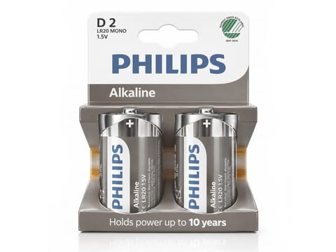 ⁨Bateria Alkaliczna Philips 1,5V LR20 D Alkaline - Blister 2 Sztuki⁩ w sklepie Wasserman.eu