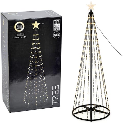 ⁨CHOINKA DEKORACYJNA 370LED SUPER CIEPŁY BIAŁY 210CM BLACK⁩ w sklepie Wasserman.eu