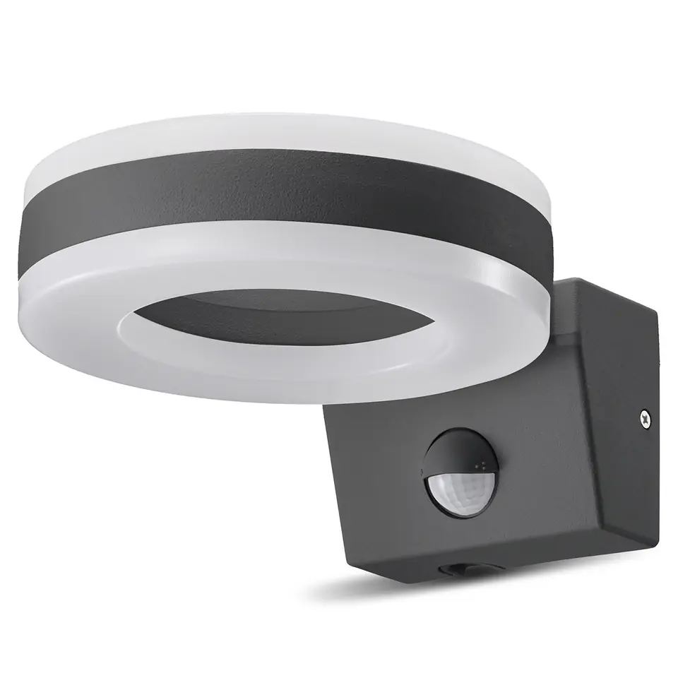 ⁨Maclean LED Lamp, Wall, With PIR Sensor, PC+ALU, 20W, 1700lm, IP65, Neutral White 4000K, Grey, MCE365⁩ at Wasserman.eu