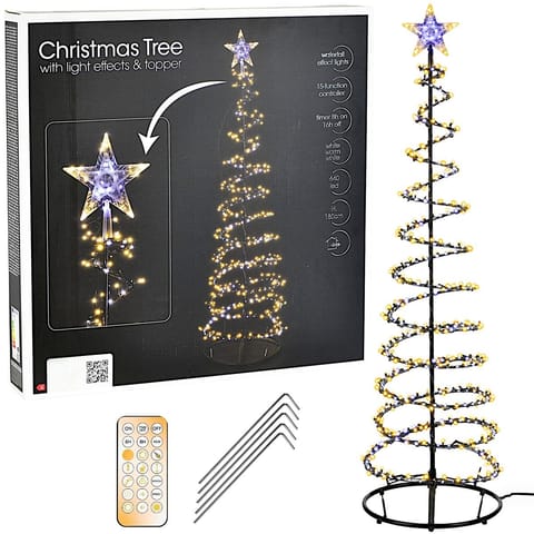 ⁨CHOINKA DEKORACYJNA 640LED WATERFALL EFFECT 180CM BLACK⁩ w sklepie Wasserman.eu