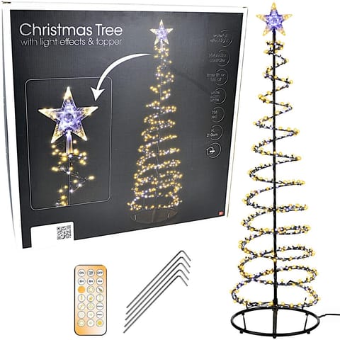 ⁨CHOINKA DEKORACYJNA 756LED WATERFALL EFFECT 210CM TIMER  BLACK⁩ w sklepie Wasserman.eu