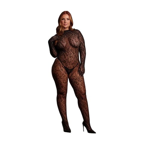 ⁨Roxy - Leopard Open Knit Cat Suit - Size - Black (kolor czarny, rozmiar Queen)⁩ w sklepie Wasserman.eu