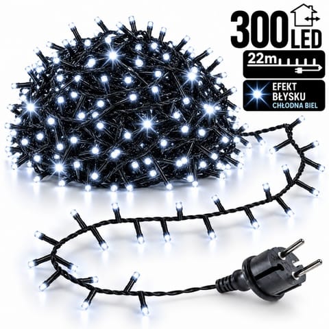 ⁨Światełka lampki 300 LED ZIMNY BIAŁY, FLASH BIAŁY LAMP33B⁩ w sklepie Wasserman.eu