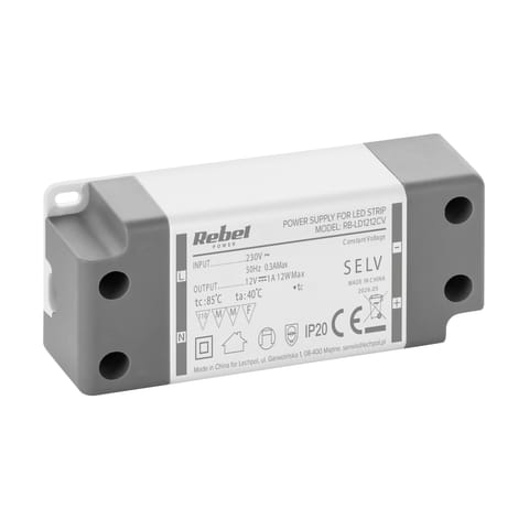 ⁨Zasilacz Rebel do sznurów LED 12V/1A max.12W IP20⁩ w sklepie Wasserman.eu