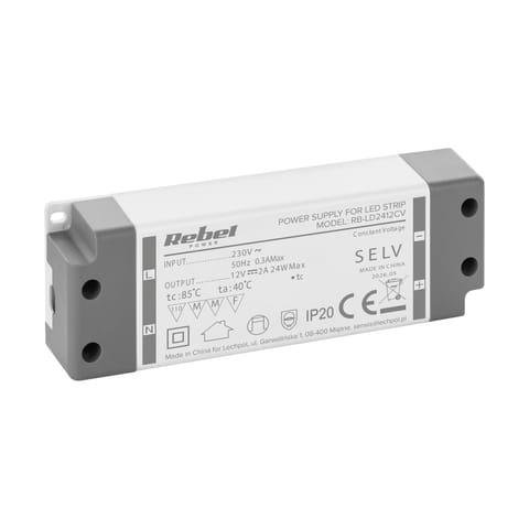 ⁨Zasilacz Rebel do sznurów LED 12V/2A max.24W IP20⁩ w sklepie Wasserman.eu
