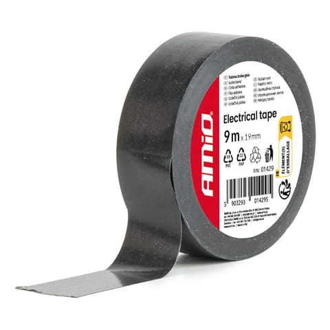 ⁨Taśma izolacyjna czarna szkot pcv19 mm x 9 m amio-01429⁩ w sklepie Wasserman.eu