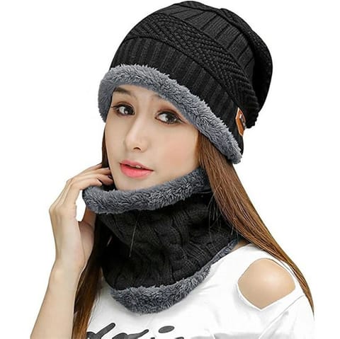 ⁨BQ52D Kpl unisex cap and scarf black⁩ at Wasserman.eu