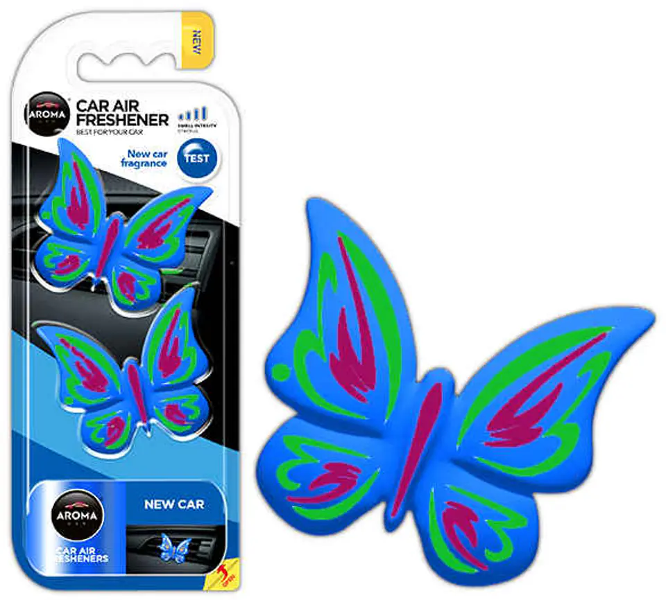 ⁨Odświeżacz powietrza aroma fancy shapes butterfly new car⁩ w sklepie Wasserman.eu