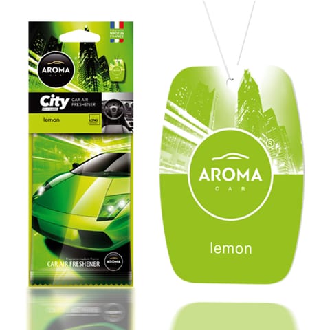 ⁨Aroma car city card lemon air freshener⁩ at Wasserman.eu