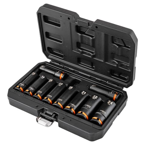 ⁨Impact sockets 1/2", 10-24 mm, set of 10, CrMo⁩ at Wasserman.eu