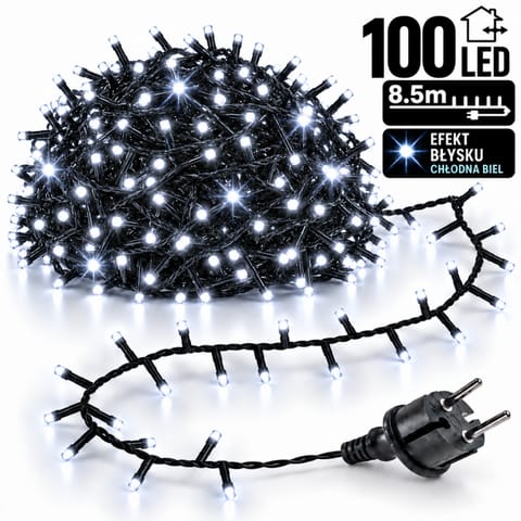 ⁨Światełka lampki 100 LED ZIMNY BIAŁY, FLASH BIAŁY LAMP08B⁩ w sklepie Wasserman.eu