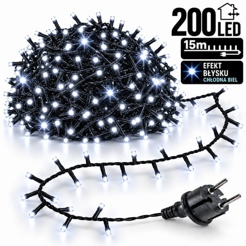 ⁨Światełka lampki 200 LED ZIMNY BIAŁY, FLASH BIAŁY LAMP09B⁩ w sklepie Wasserman.eu