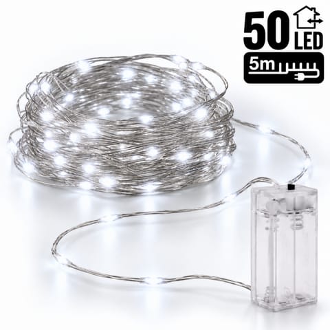⁨Światełka lampki na żyłce wewnętrzne 50 LED ZIMNE BIAŁE LAMP10B⁩ w sklepie Wasserman.eu