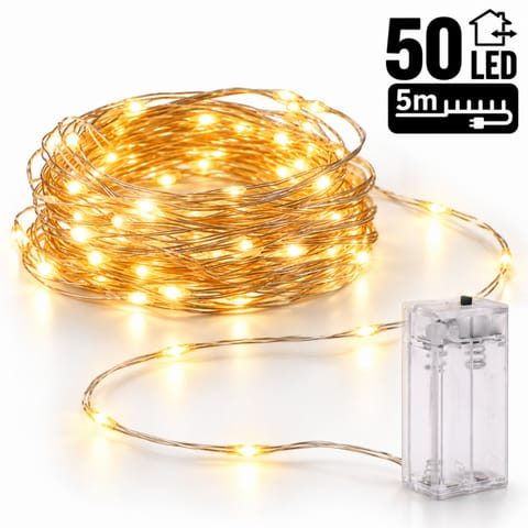 ⁨Światełka lampki na żyłce wewnętrzne 50 LED CIEPŁE BIAŁE LAMP10CB⁩ w sklepie Wasserman.eu