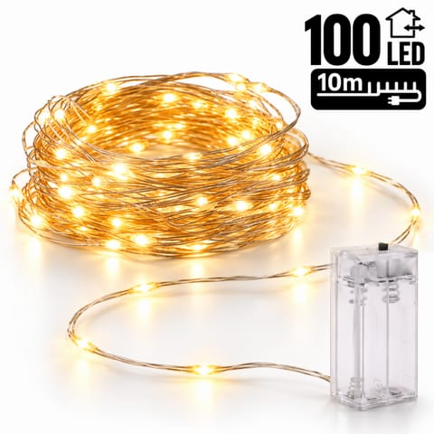⁨Światełka lampki na żyłce wewnętrzne 100 LED CIEPŁE BIAŁE LAMP24CB⁩ w sklepie Wasserman.eu