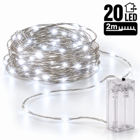 ⁨Światełka lampki na żyłce wewnętrzne 20 LED ZIMNE BIAŁE LAMP25B⁩ w sklepie Wasserman.eu