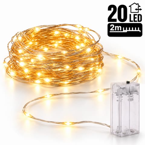⁨Światełka lampki na żyłce wewnętrzne 20 LED Ciepłe Białe LAMP25CB⁩ w sklepie Wasserman.eu