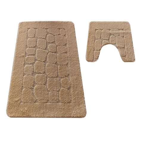 ⁨Komplet łazienkowy Montana z wycięciem CLTSTONE Beige beżowy Komplet (50 cm x 80 cm i 40 cm x 50 cm)⁩ w sklepie Wasserman.eu