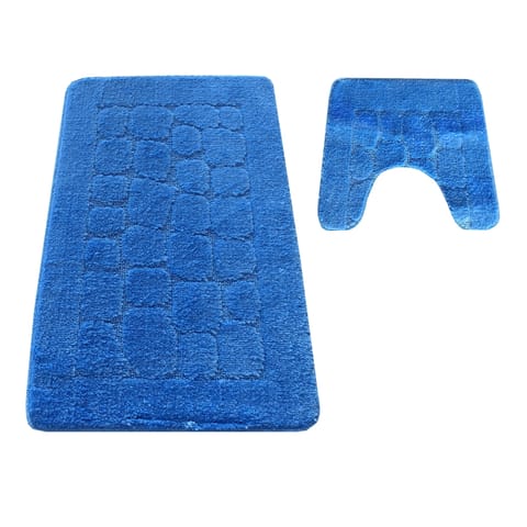 ⁨Komplet łazienkowy Montana z wycięciem CLTSTONE Blue niebieski Komplet (50 cm x 80 cm i 40 cm x 50 cm)⁩ w sklepie Wasserman.eu