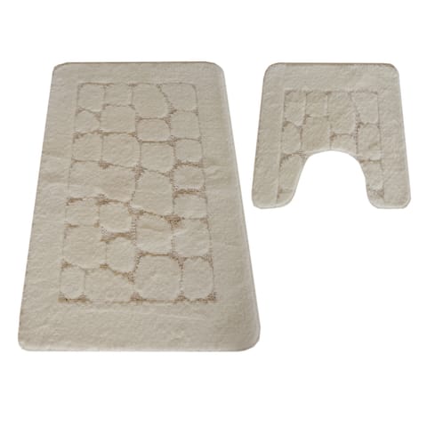⁨Komplet łazienkowy Montana z wycięciem CLTSTONE Cream Komplet (50 cm x 80 cm i 40 cm x 50 cm)⁩ w sklepie Wasserman.eu