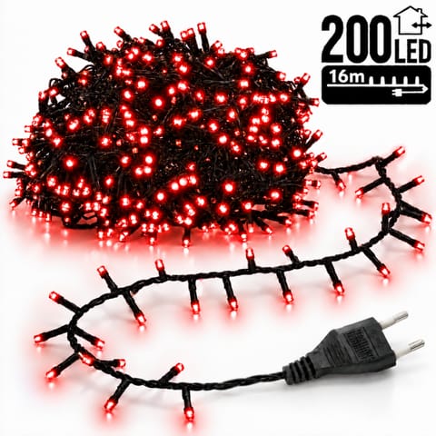 ⁨Światełka lampki wewnętrzne/zewnętrzne 200 LED Czerwone LAMP02CZE⁩ w sklepie Wasserman.eu