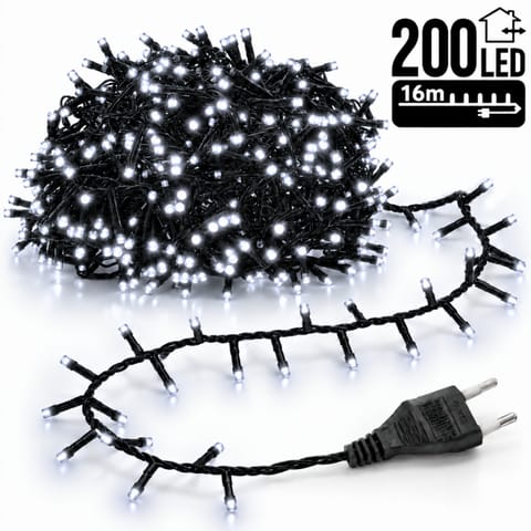 ⁨Światełka lampki wewnętrzne/zewnętrzne 200 LED Białe LAMP02B⁩ w sklepie Wasserman.eu