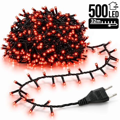 ⁨Światełka lampki wewnętrzne/zewnętrzne 500 LED CZERWONE LAMP04CZE⁩ w sklepie Wasserman.eu